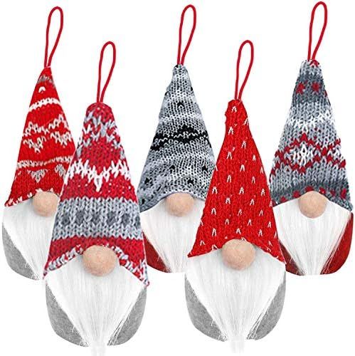 5 Pack Gnome Christmas Plush Ornaments Set, Xmas Hanging Decorations Gnome Hat Tomtees Plush Scan... | Amazon (US)