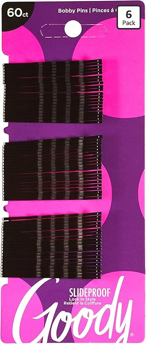 Goody Styling Essentials Bobby Pins, Black, 2 Inches, 60 Count (Pack of 6) | Amazon (US)
