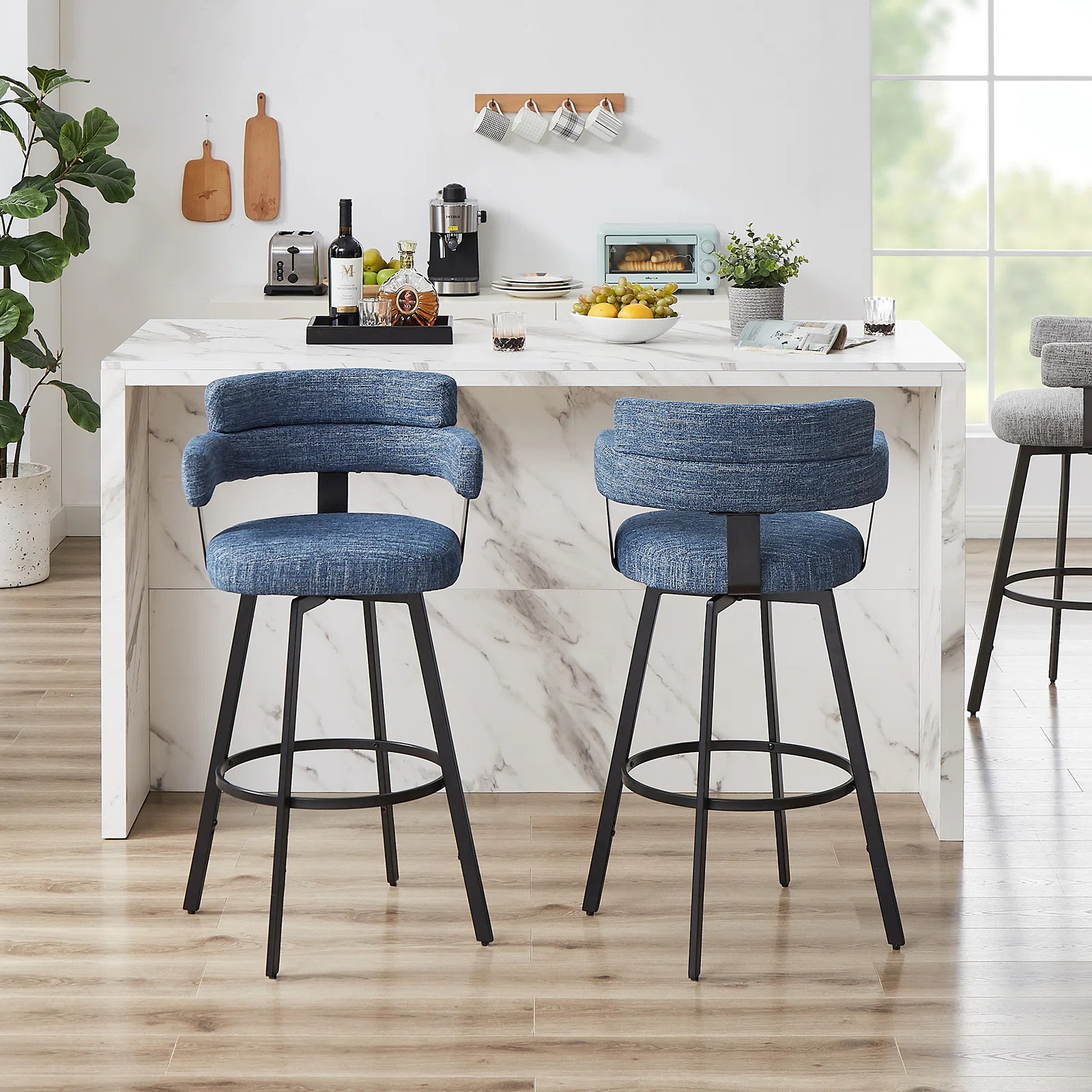 Full Back Upholstered Metal Stool (Set of 2) | Wayfair North America