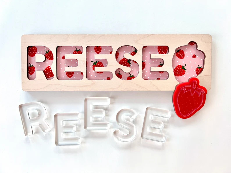 Personalized Strawberry Name Puzzle Strawberry Birthday Party First Birthday Gift Gift for Toddle... | Etsy (US)