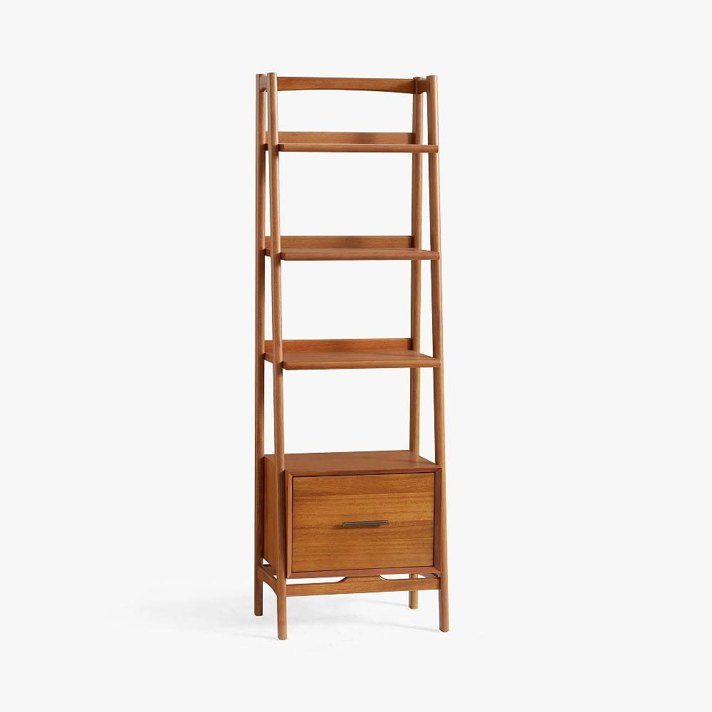 west elm x pbt Mid-Century 22'' Bookshelf with Storage Drawer, Acorn | Pottery Barn Teen