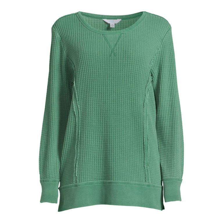 Time and Tru Women’s Waffle Pullover Top with Long Sleeves | Walmart (US)