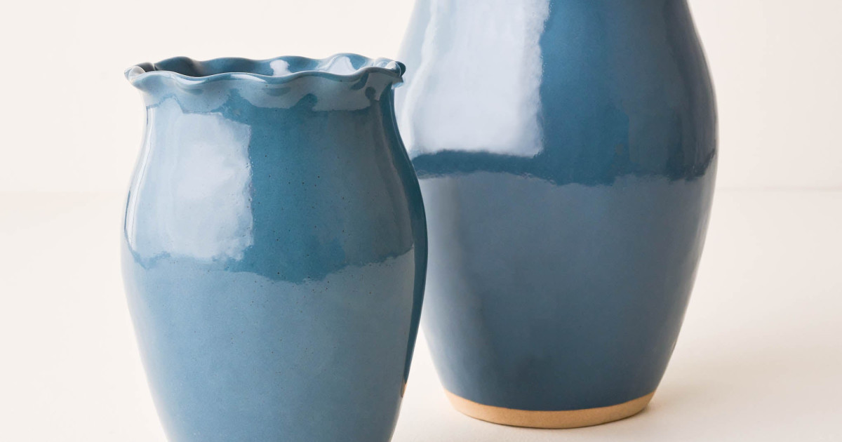Nancy Blue Scalloped Ceramic Vase | Magnolia