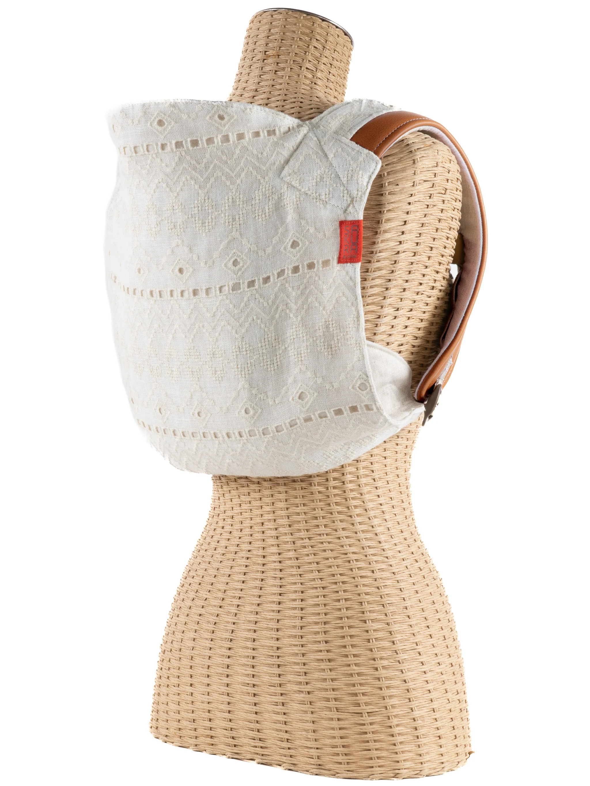 Ivory Eyelet and Napa Leather Onbuhimo | Sakura Bloom