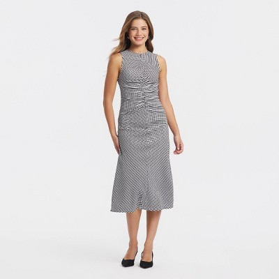 Women's Ruched Midi Dress - A New Day™ Cream Polka Dots M | Target