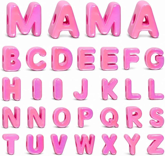 32 Pcs Chunky Bubble Letter Beads, Large Letter Beads for Keychain | Extra Popular-Name Letters, ... | Amazon (US)