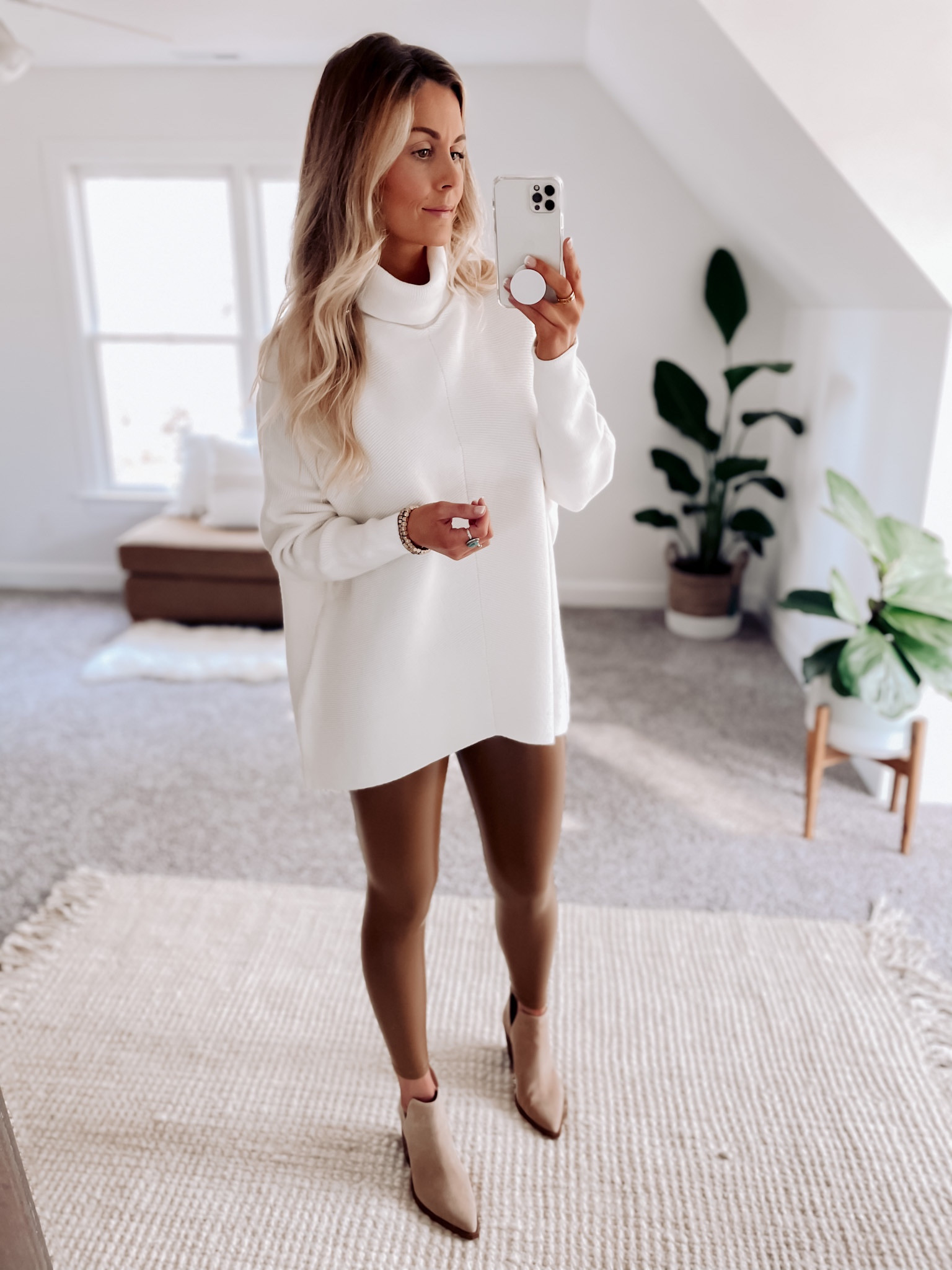 Best selling Amazon batwing fall sweater and Carmel brown leather leggings. Wearing an xs in the top and a small in the leggings. 

#LTKunder50 #LTKunder100 #LTKworkwear