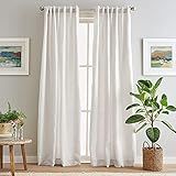 Peri Home 100% Linen Back Tab Lined Curtain Panel Pair, 108", White | Amazon (US)