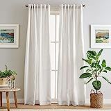 Peri Home 100% Linen Back Tab Lined Curtain Panel Pair, 108", White | Amazon (US)