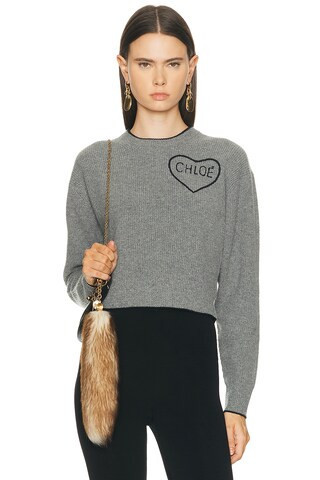 Chloe Embroidered Heart Logo Sweater in Grey | FWRD 
