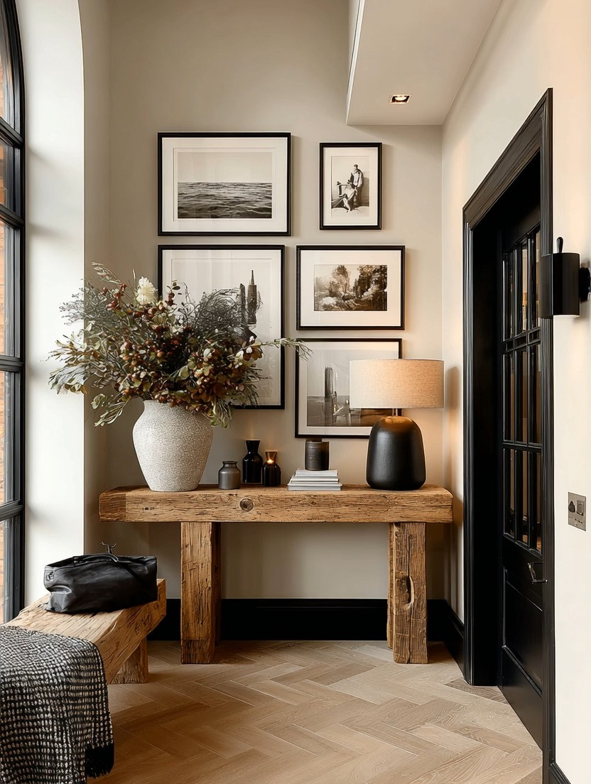 A wall gallery should tell a story.

Not just fill an empty wall.

The most beautiful wall galleries aren't created by matching frames or following a perfect formula. They're built from places you've loved, landscapes that inspire you, moments you want to remember, and images that make you feel something every time you walk by.

That's why we love gallery walls.

They transform a house into a reflection of the people who live there.

To create a look that feels elevated and timeless, start with a collection of meaningful photographs, artwork, travel memories, or landscapes. Then ground the entire display with a substantial wood console table underneath.

The natural wood adds warmth and stability. A sculptural planter introduces texture and organic beauty. And a beautiful table lamp completes the look by adding layered lighting that transforms the space after sunset.

During the day, it's a thoughtfully curated wall.

At night, it becomes a warm, welcoming vignette that brings the entire room to life.

✨ Meaningful images.
✨ A grounding wood console.
✨ A sculptural planter.
✨ Soft layered lighting.

Because the most elegant homes don't just look beautiful.

They tell your story.

What would be the first photo in your wall gallery?

#WallGallery #GalleryWallIdeas #ElegantAndDriven #ConsoleTableDecor #LayeredLighting 

 #LTKHome
