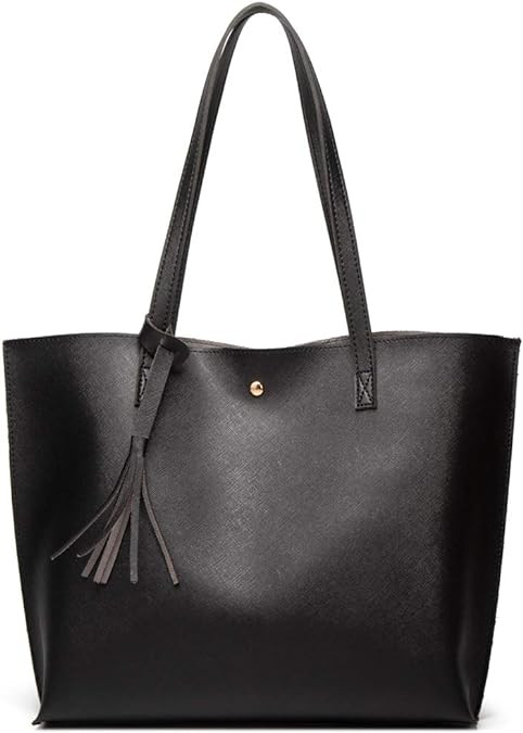 Dreubea Women's Soft Faux Leather Tote Shoulder Bag from, Big Capacity Tassel Handbag | Amazon (US)