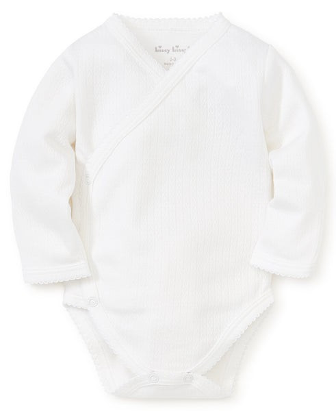 White Pointelle Long Sleeve Bodysuit | Kissy Kissy