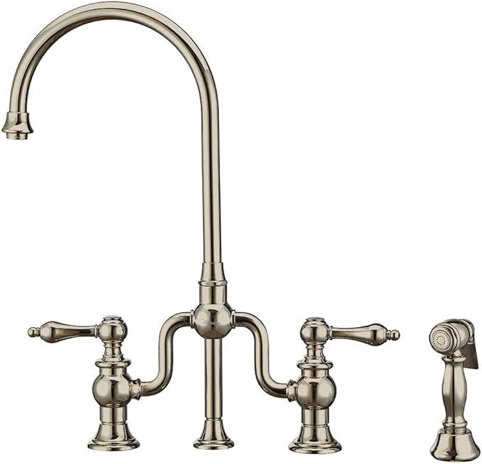 Whitehaus Collection Twisthaus Plus Deck Mount Faucet with Solid Brass Side Spray and Lever Handl... | Amazon (US)
