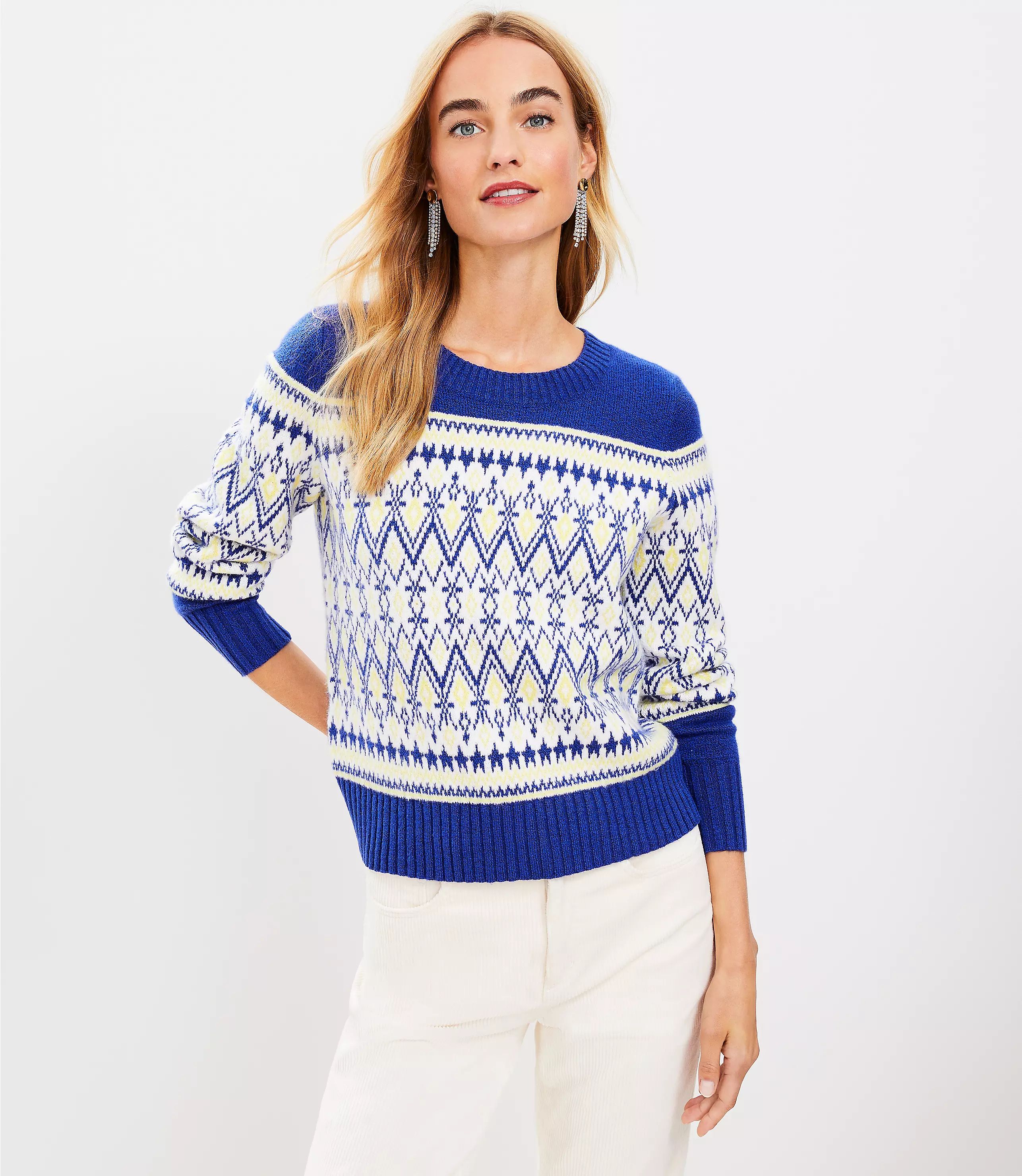 Geo Fair Isle Mock Neck Sweater | LOFT