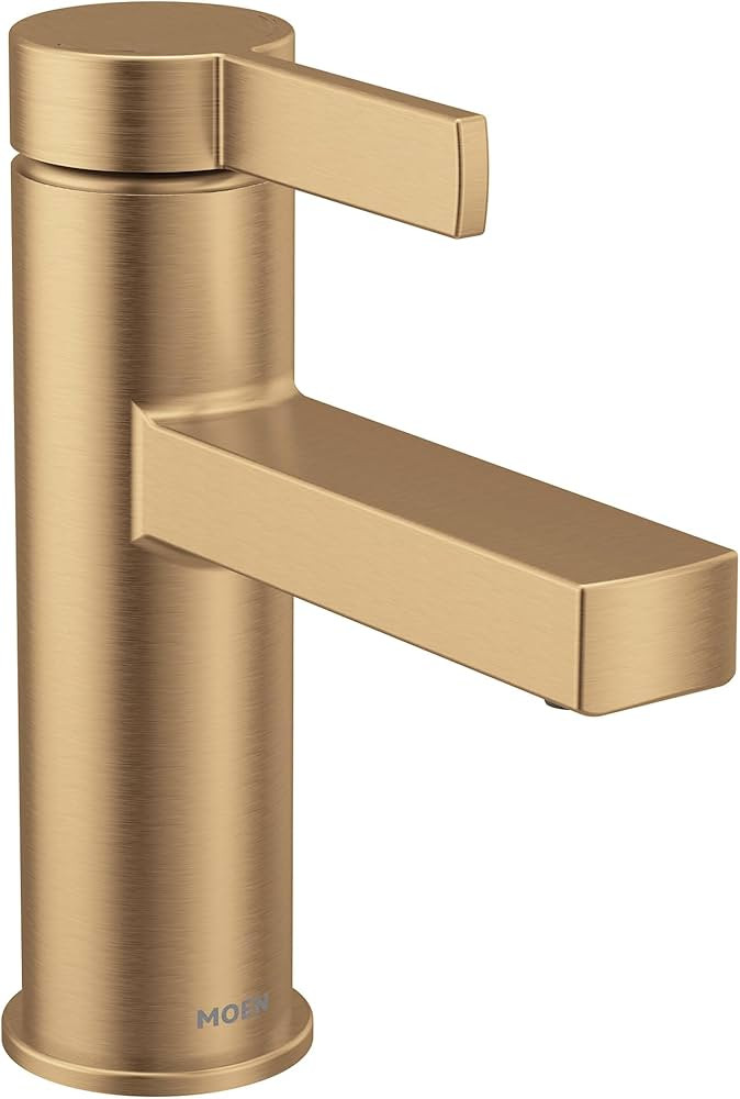 Moen Beric Bronzed Gold Modern One-Handle Single Hole Bathroom Faucet with Drain Assembly and Opt... | Amazon (US)