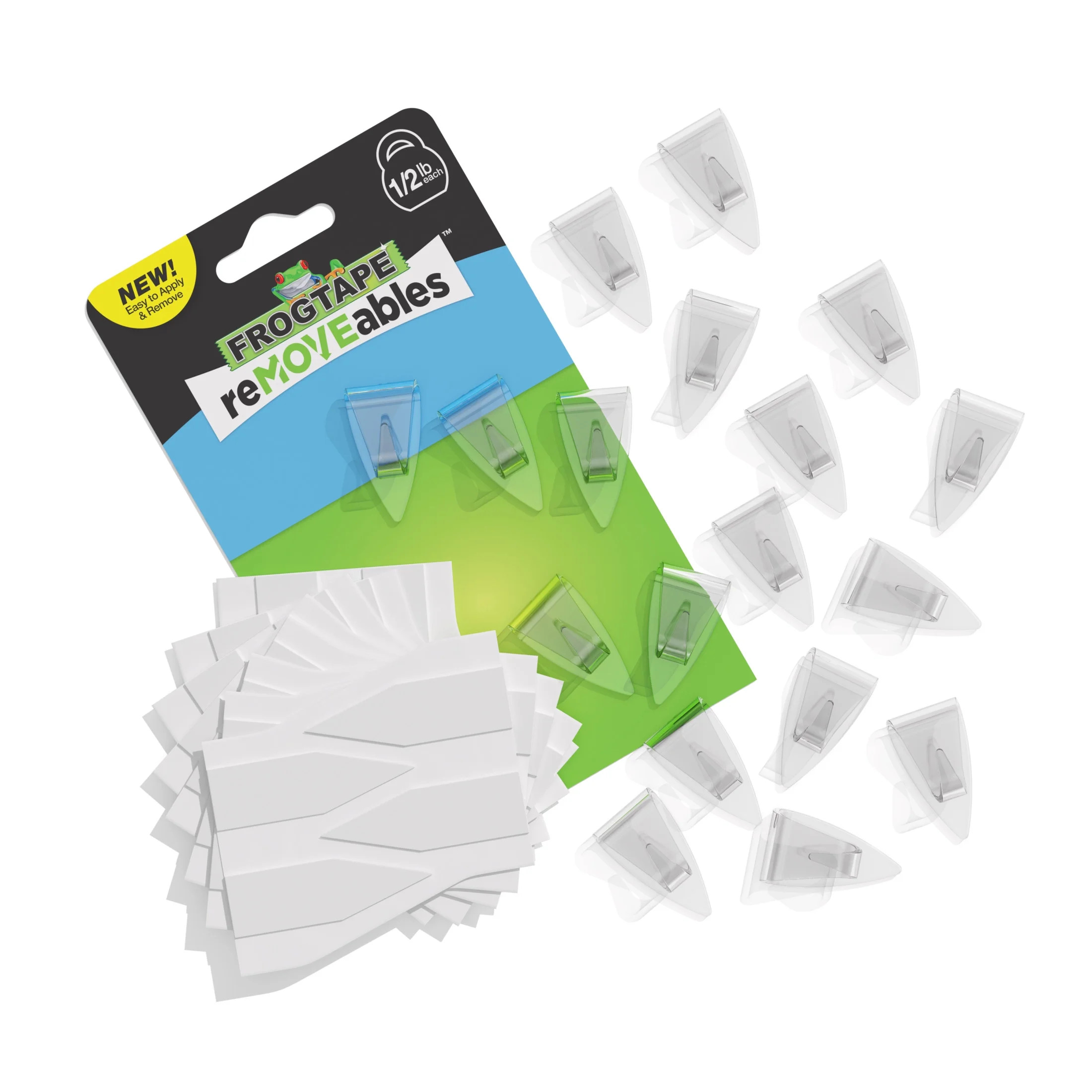 FrogTape reMOVEables Clear Mini Hooks, 18 Hooks and 24 Adhesive Strips | Walmart (US)