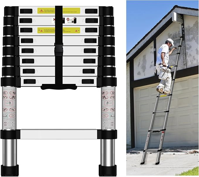 Telescoping Ladder: 12.5 FT Aluminum Extension Ladder Folding Compact Portable Anti-Slip Collapsi... | Amazon (US)