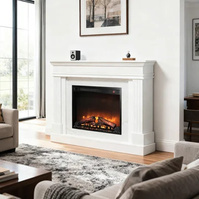 23" Fireplace Insert Heater For Bedroom, 44" Electric Fireplace, Adjustable Flame Brightness Levels, Infrared Remote, 1400W Heat Supply Amount, Double | Wayfair North America