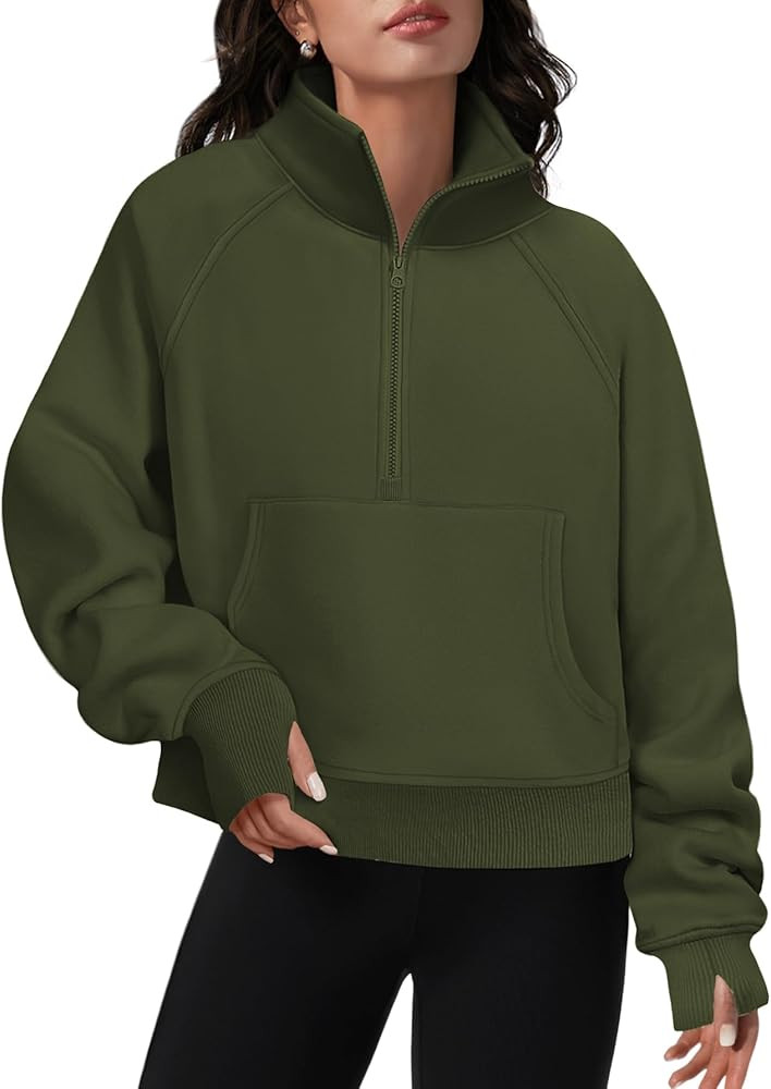 ATHMILE Womens Sweatshirts Half Zip Cropped Pullover Fleece Quarter Zipper Hoodies Fall outfits C... | Amazon (US)