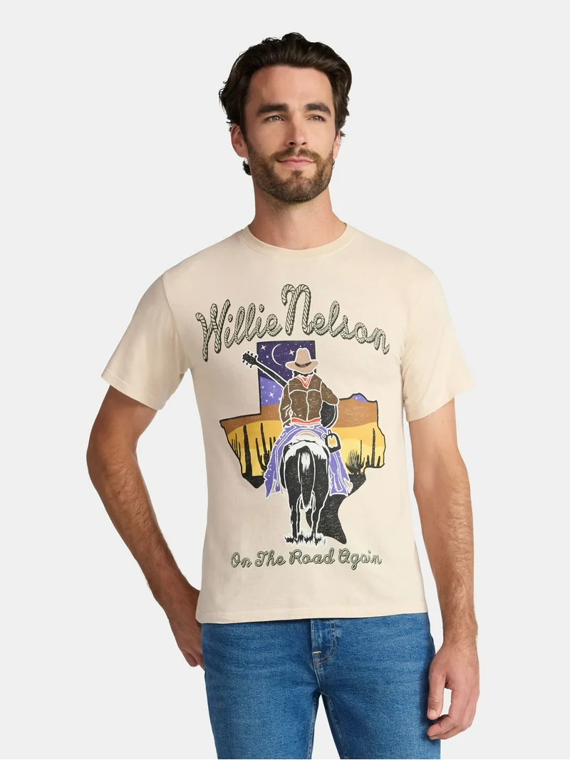 Willie Nelson Men's and Big Men's Graphic Tee with Short Sleeves, Sizes S-3XL | Walmart (US)