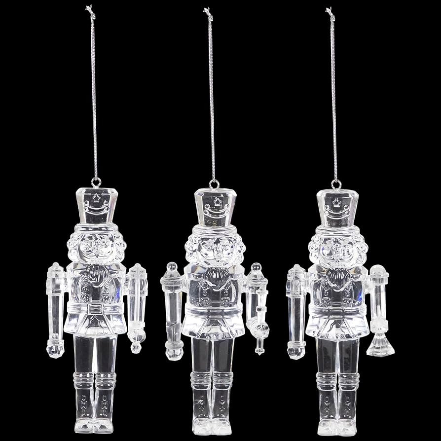 Northlight Nutcracker Soldier Acrylic Christmas Ornaments - 5" - Clear - Set of 3 | Amazon (US)