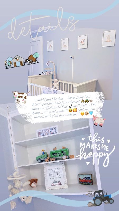 andddd just like that… Sweet Baby Levi Rhett’s precious little farm-themed 🐴🚜🐮 nursery is officially DONE ✔️ too!! Y’all… I am dying… it’s so adorable!!! 🥹🥰 can’t wait to share it with y’all this week too!! 🤭👶🏼🩵

#LTKfamily #LTKbaby #LTKbump