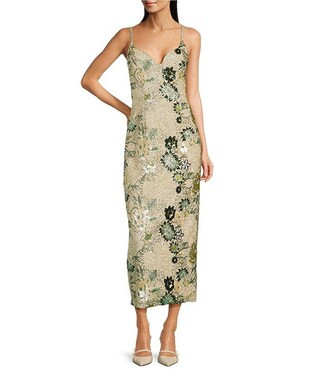 Antonio Melani Adelyn Floral Sequin Sweetheart Sheath Maxi Dress | Dillard's | Dillard's