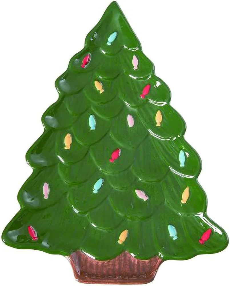 Transpac TC01604 Retro Christmas Tree Holiday Forest Green 10.3 x 7.8 Ceramic Platter Plate Servi... | Amazon (US)