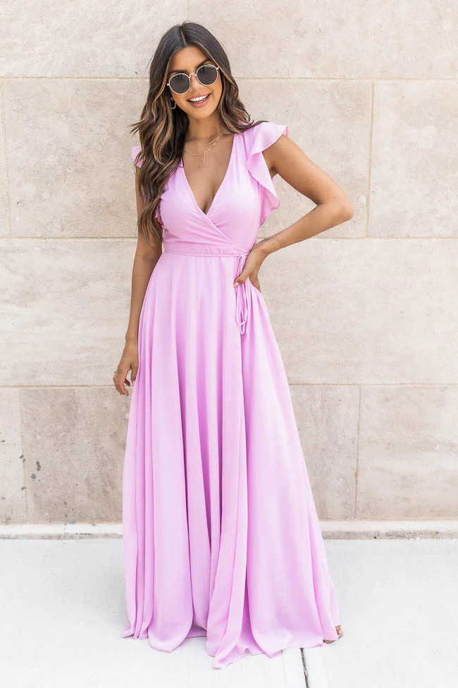 Sweet Magnolias Lilac Wrap Maxi Dress | Pink Lily