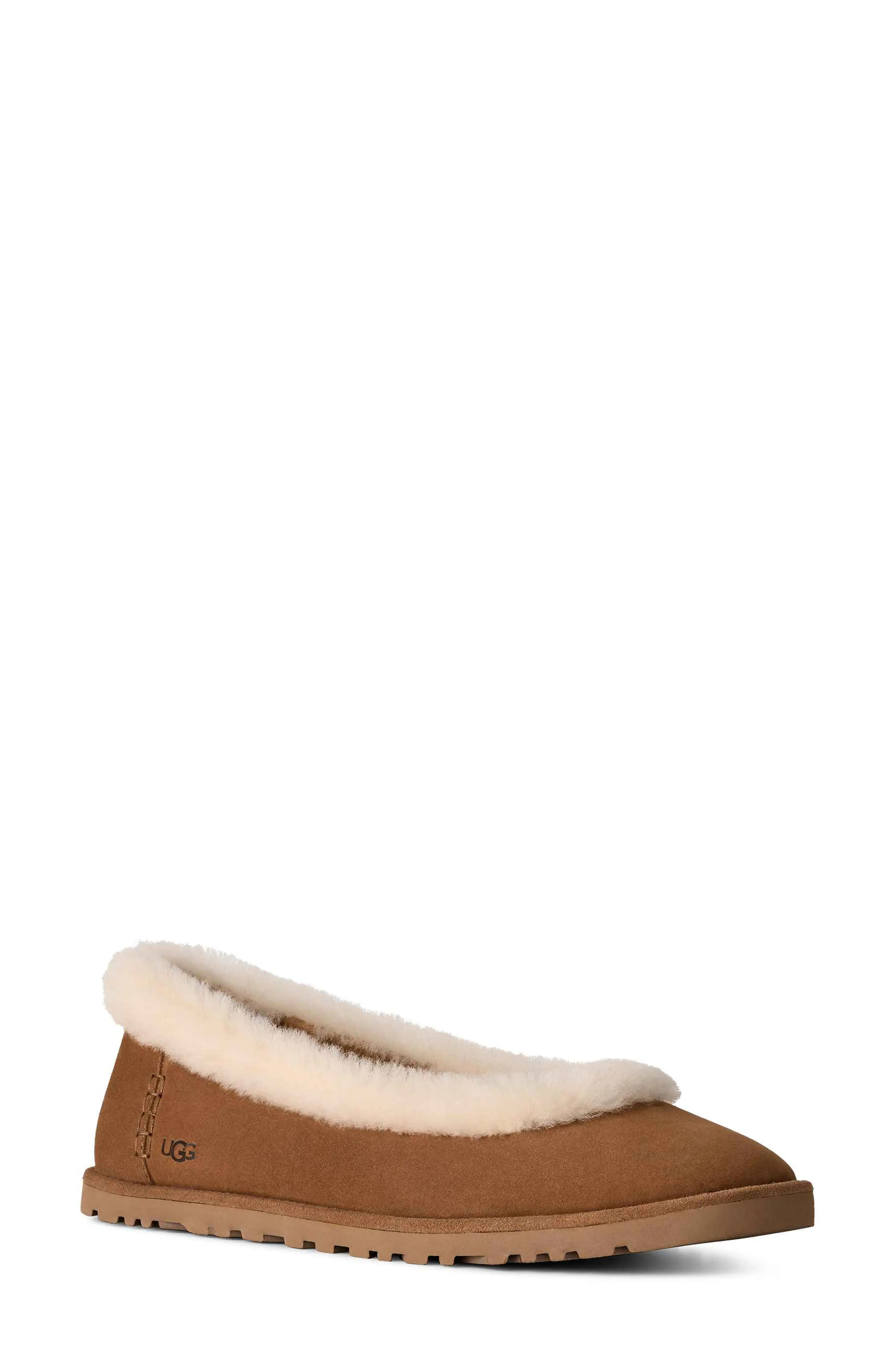 UGG\u00ae Zora Genuine Shearling Trim Ballet Flat (Women) | Nordstrom | Nordstrom