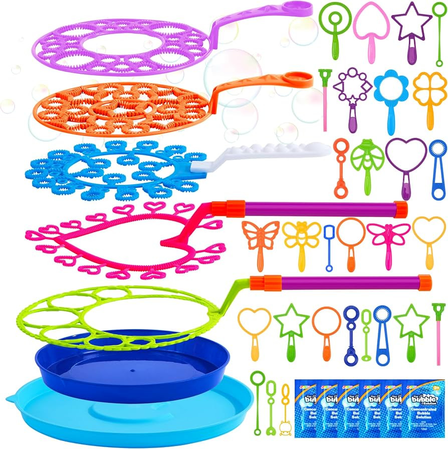 JOYIN Big Bubble Wands Set, Giant Bubble Wand Toys with Tray Bulk for Kids Adults, Summer Toys, B... | Amazon (US)