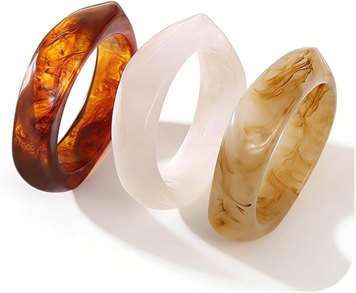 Chunky Acrylic Bangle bracelets Set for Women Colorful Statement Resin Bangles Bracelets Trendy J... | Amazon (US)