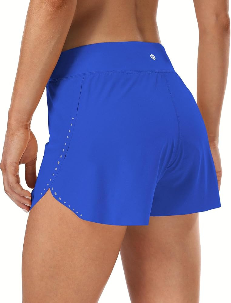 HeyNuts My Pace Running Shorts for Women, Mid Waisted Reflective Athletic Shorts Lined Workout Sh... | Amazon (US)
