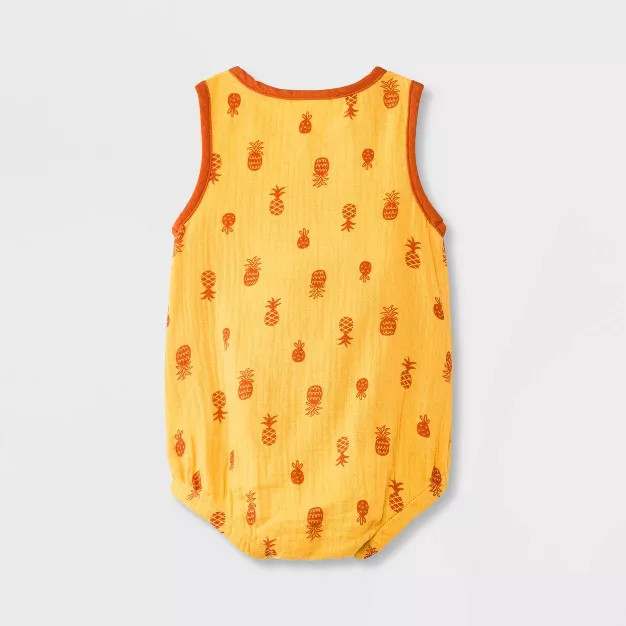 Baby Pineapple Gauze Romper - Cat & Jack™ Mustard Yellow | Target