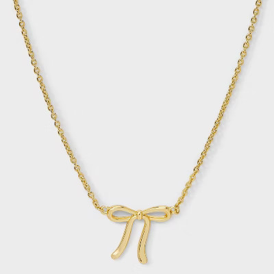 14K Gold-Plated Bow Necklace - A New Day™ Gold | Target