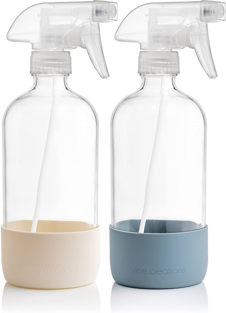 Vine Creations Glass Spray Bottles for Cleaning Solutions, Clear Glass Spray Bottle with Silicone... | Amazon (US)