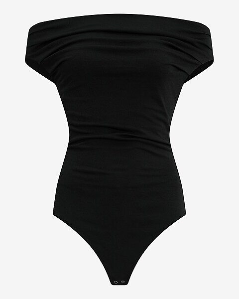 Boat Neck Cap Sleeve Ruched Bodysuit | Express