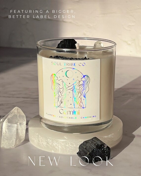 Iridescent Gemini Candle With Crystals for Manifestation. | Etsy | Etsy (US)