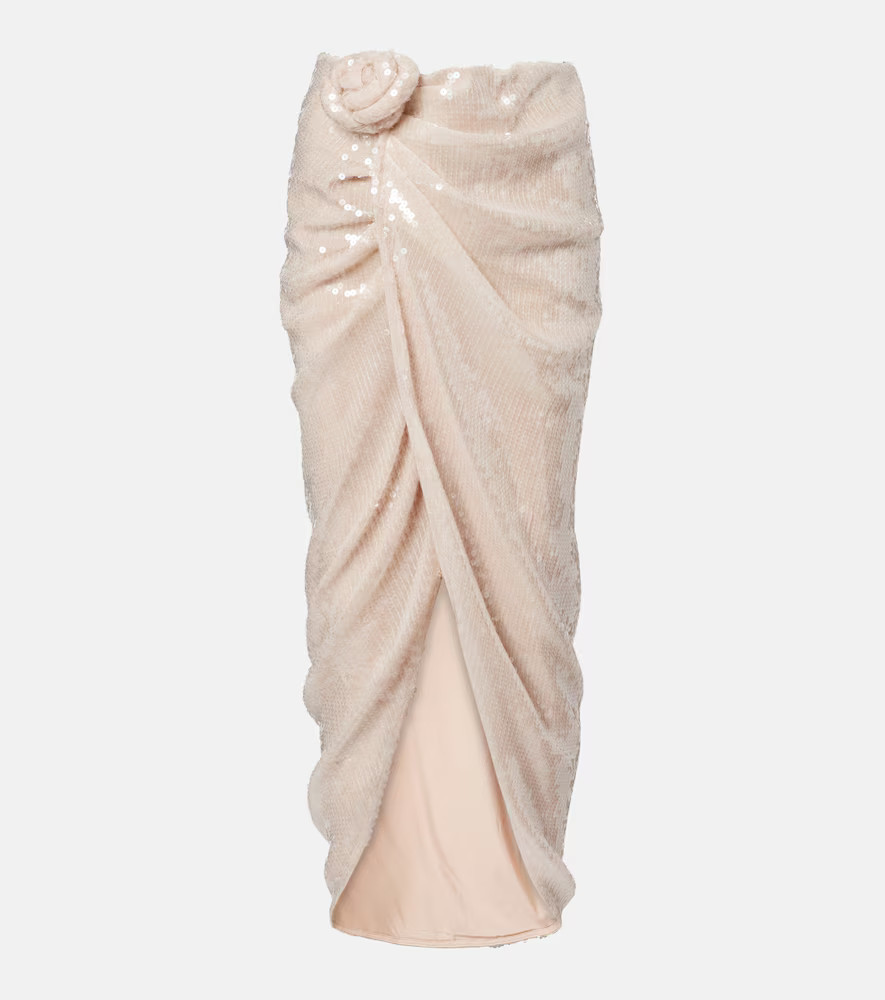 Rotate Rositana floral-applique sequined wrap skirt | Mytheresa (UK)