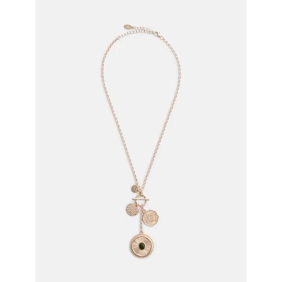 Scenario Women's Gold-Tone Necklace with Medallion Charms | Walmart (US)