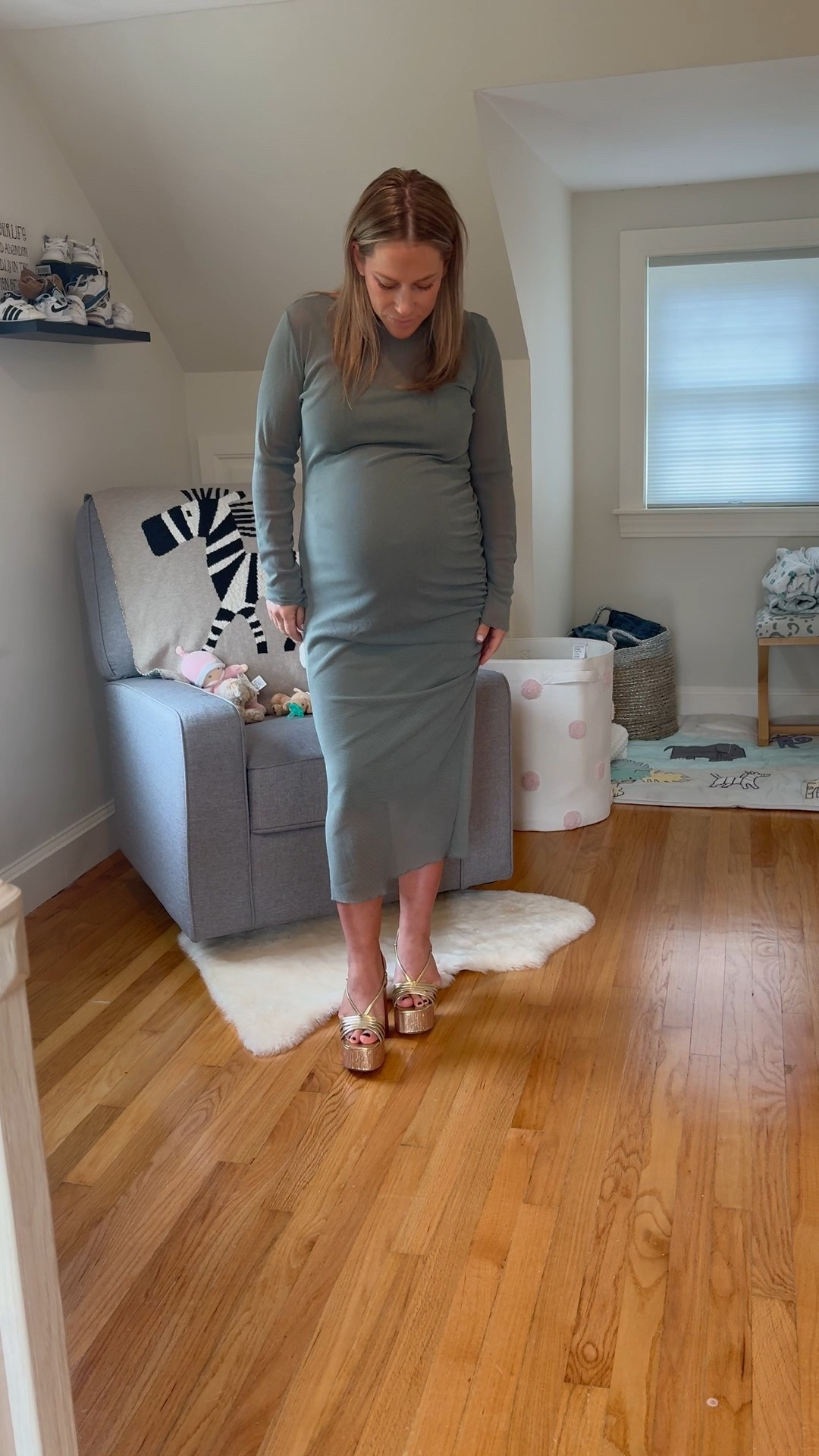 Beautiful sage midi maternity dress. Comes in many colors! Fabric is soft! Wearing S 

#LTKSaleAlert #LTKPetite #LTKBump