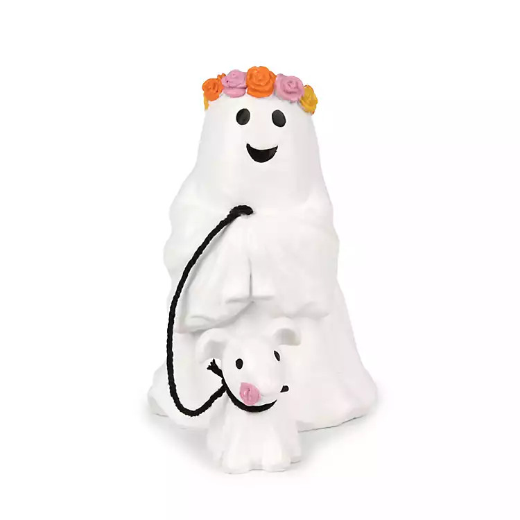 New! Poppy Flower Crown Ghost with Dog | Kirklands