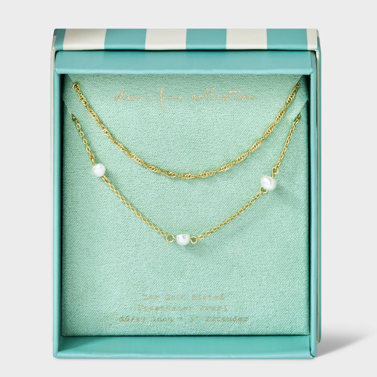 14K Gold Plated Freshwater Pearl Chain Duo Necklace - A New Day™ Gold | Target