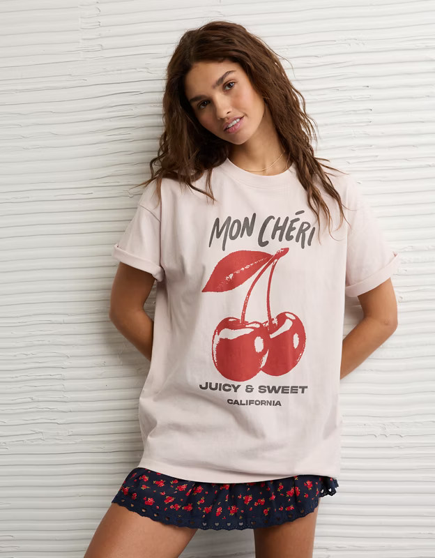 AE Oversized Mon Chérie Graphic T-Shirt | American Eagle Outfitters (US & CA)