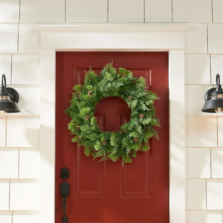 Sonoma Cypress Evergreen Christmas Wreath, Green, 24", by Holiday Time | Walmart (US)