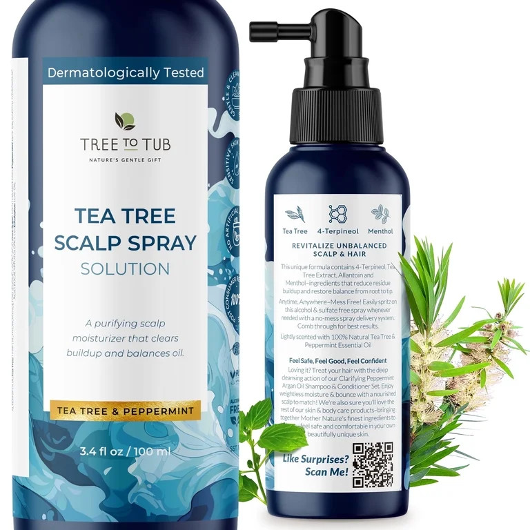 Tree To Tub Dry Scalp Spray - Tea Tree Leave in Scalp Moisturizer for Dry Scalp, Flaky Buildup & ... | Walmart (US)