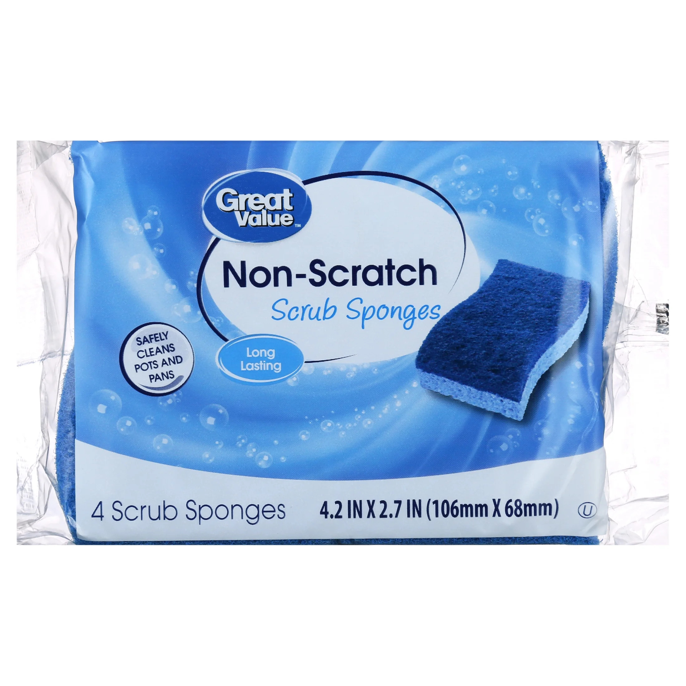 Great Value Non-Scratch Scrub Sponges, 4 Count | Walmart (US)