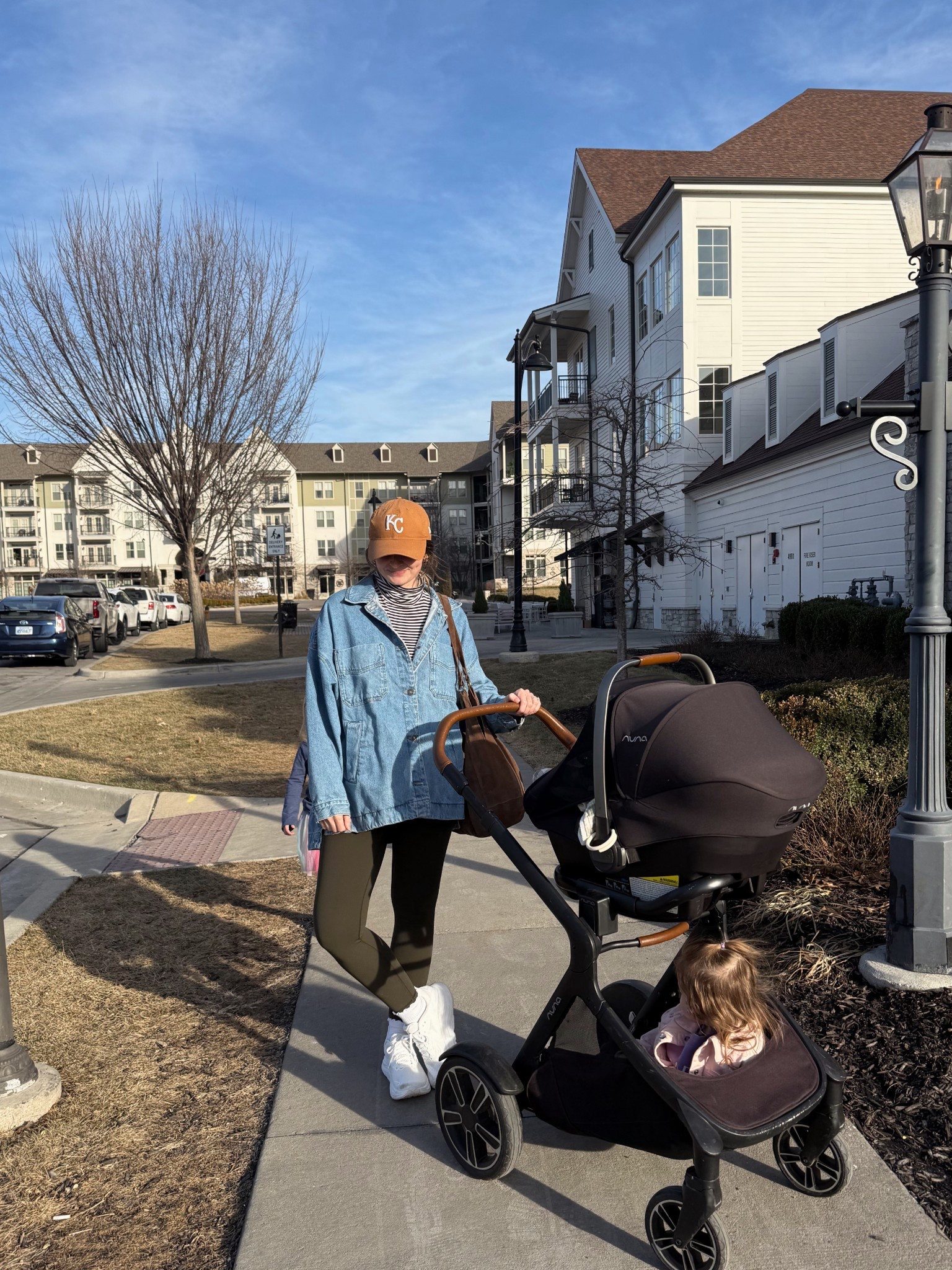 wearing a small in oversized denim jacket and leggings! Stroller is the Nuna Demi Grow we’ve had since our first, linked the updated version! 

Walking outfit, postpartum, mom outfit 

#LTKootd #LTKmomlife