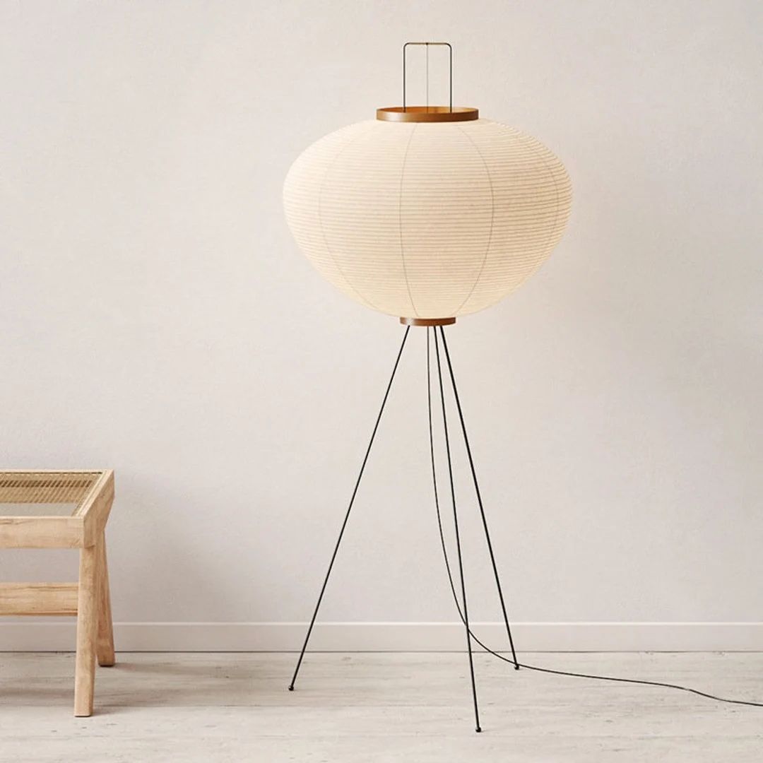 Rice Paper Floor Lamp, Japanese Style Tripod Floor Lamp, Bedside Lamp, Wabi Sabi Home Decor | Etsy (US)